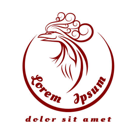 Phoenix logo or emblem. Only free font used. Monochrome isolated on white background.のイラスト素材