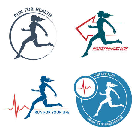 Healthy Run Emblem Set.のイラスト素材