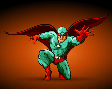 The person in a suit of the Superhero. Comic style illustration.のイラスト素材