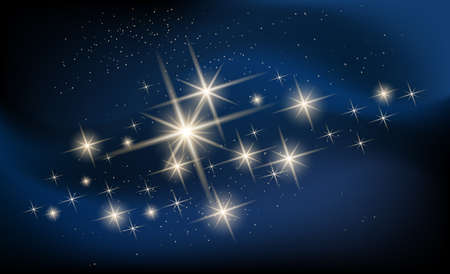 Shining stars and galaxy illustration. Constellation against nebula.のイラスト素材