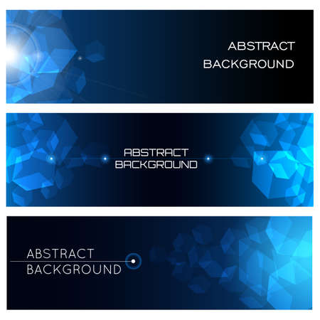 Abstract blue background set for your design. Shining cudes in dark space.のイラスト素材