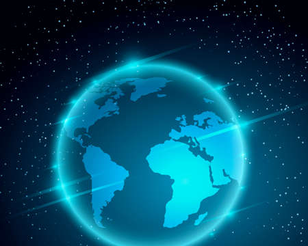 Planet Earth illustration. Shining Globe flying in the Space.のイラスト素材