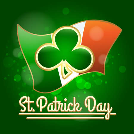 Shamrock against Irish flag. St. Patrick's Day Design.のイラスト素材