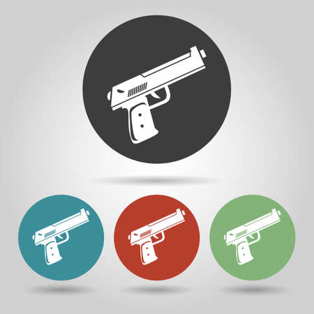 Flat handgun icons setのイラスト素材