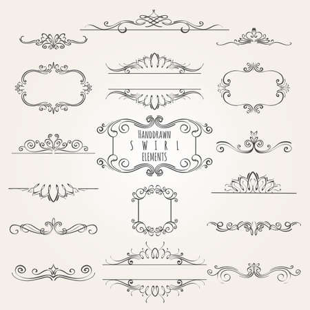 Vintage decorative swirl borders frames and dividers collection.のイラスト素材