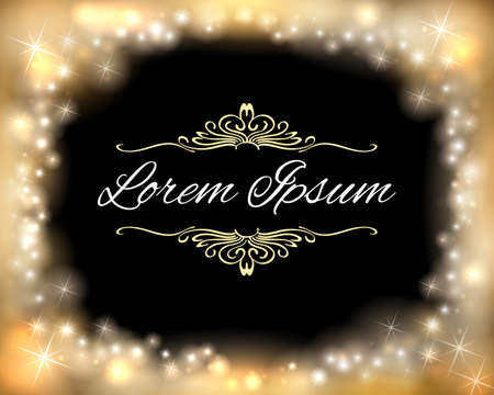 Festive shining frame with glowing stars and place for your text. Vector illustration.のイラスト素材