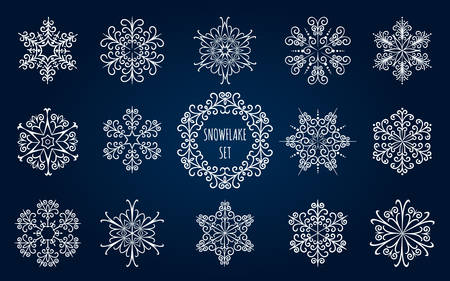 Set of handdrawn Snowflakes. Decorative elements for your Christmas design.のイラスト素材