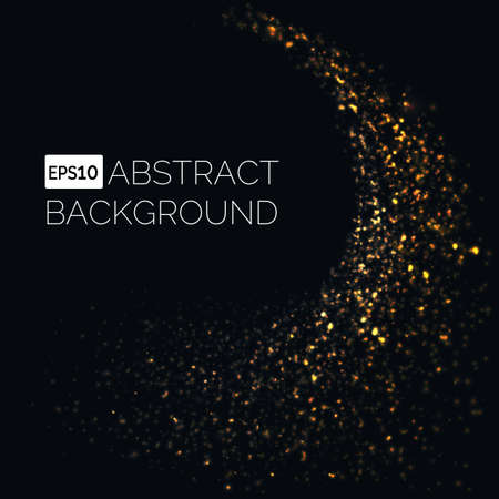 Glittering gold particles on a black background. Vector illustration.のイラスト素材