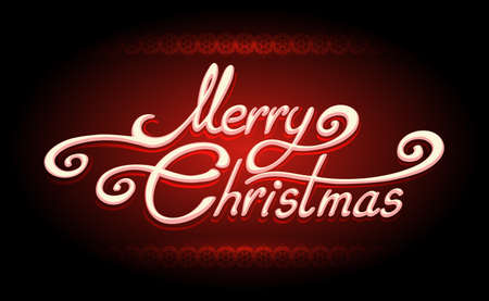 Merry Christmas hand-written lettering greeting card. Vector illustration.のイラスト素材