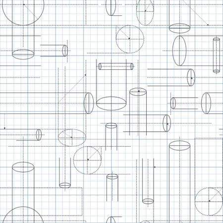 Technical drawing seamless pattern for design in construction style. Vector illustrationのイラスト素材
