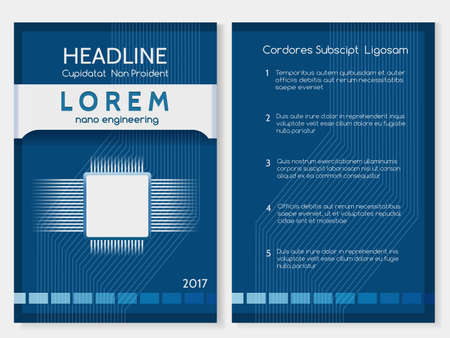 Brochure, Template or Booklet design for your computer or nano technology project. Vector illustrationのイラスト素材