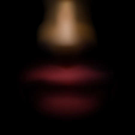 Nose and Lips in the dark. Vector illustration in realistic style.のイラスト素材