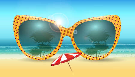 Summer background with sunglasses. Vacation Summer vector illustration.のイラスト素材
