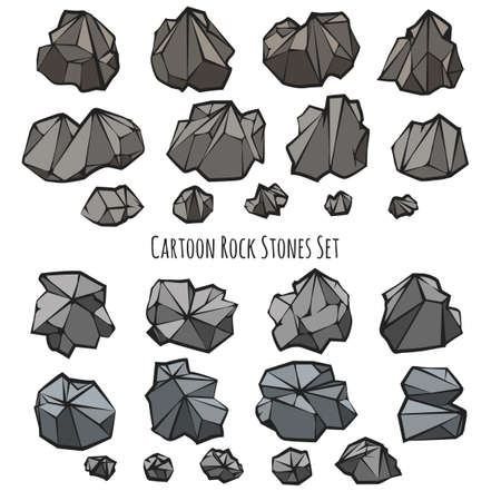 Set of sharp rock stones drawn in cartoon style. Vector illustrationのイラスト素材