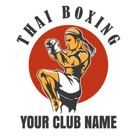 Thai Boxing Club emblem illustrationのイラスト素材