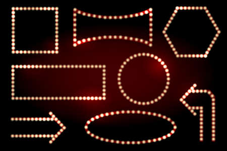 Frames with light bulbs on the background of the scene. Vector illustrationのイラスト素材