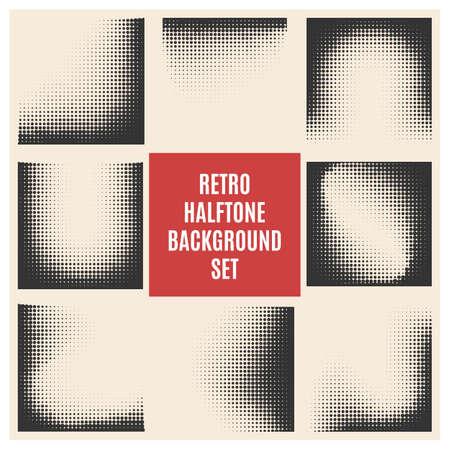 Set of retro halftone backgrounds.Vector ilustration.のイラスト素材
