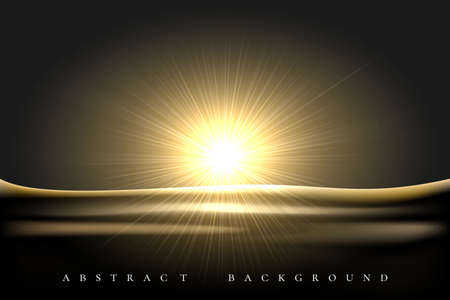 Shining Star rising over desert landscape black background. Vector illustrationのイラスト素材