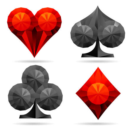 Playing cards suits in Diamond style. Vector illustration.のイラスト素材