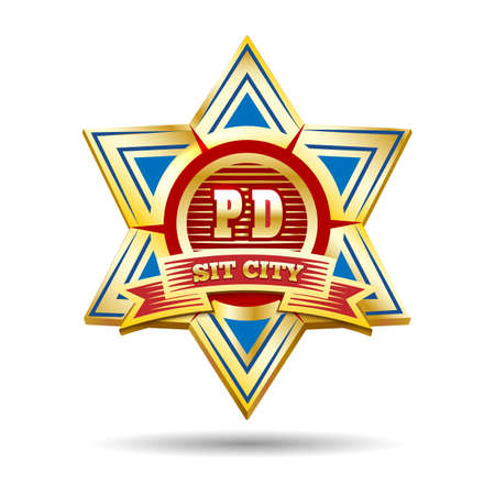 Emblem of Police star badge isolated on white. Vector illustration.のイラスト素材