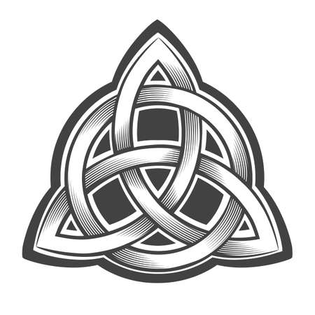Tattoo of Celtic Trinity knot Triquetra isolated on white. Vector illustration.のイラスト素材