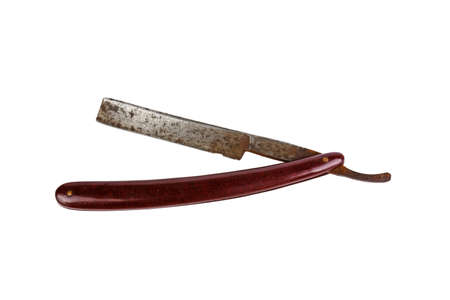 old dangerous razor on a white backgroundの写真素材