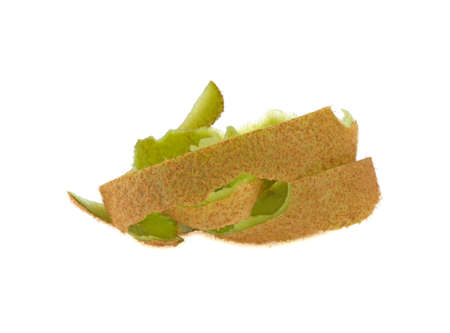 peel kiwi isolated on white backgroundの写真素材