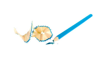 Broken pencil on white backgroundの写真素材