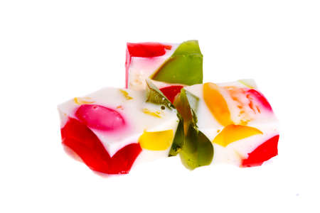 Slices of jelly on white backgroundの写真素材