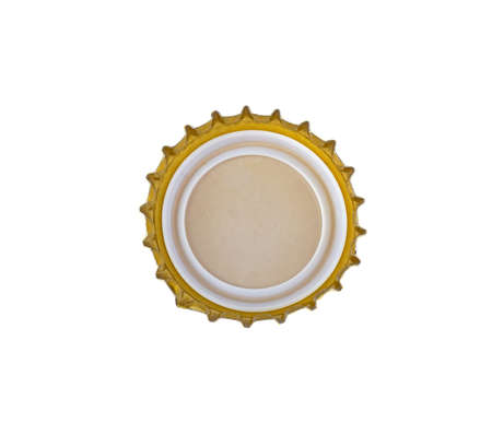 open bottle and cap isolated on white backgroundの写真素材