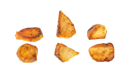 fried potatoes isolated on white backgroundの写真素材