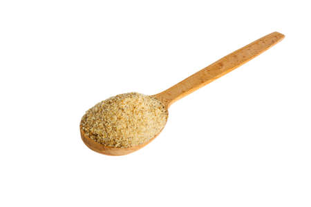 Bread crumbs on a white backgroundの写真素材