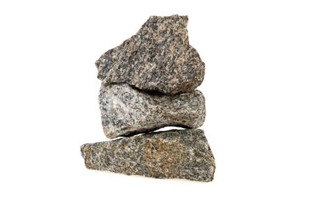 stone on stone, granite isolated on white background