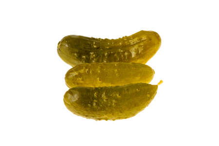 Cucumber canned on a white backgroundの写真素材
