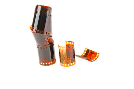 Photographic film on white backgroundの写真素材