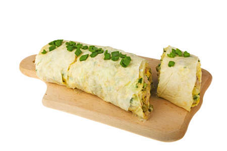 Pita bread on a white backgroundの写真素材