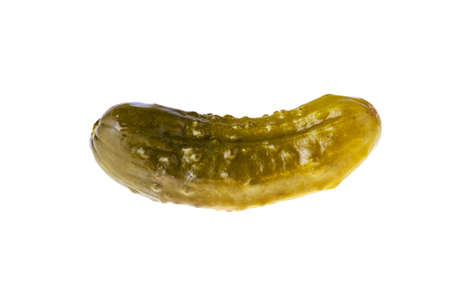 Cucumber canned on a white backgroundの写真素材