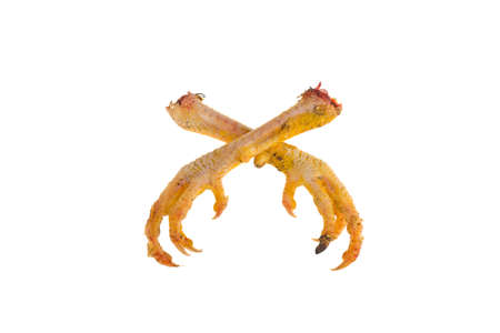 two chicken legs isolated on white backgroundの写真素材