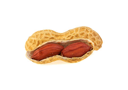 peanuts in a pod isolated on white background