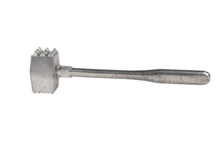 metal hammer for beating meat isolated on white backgroundの写真素材