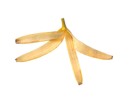 banana peel isolated on white backgroundの写真素材