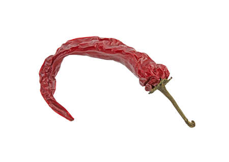 red bitter dried pepper on white background