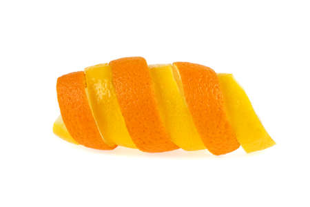peel of orange and lemon on white backgroundの写真素材