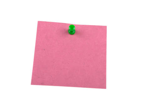 a sheet of colored paper is pinned, the concept of a reminder on a white backgroundの写真素材