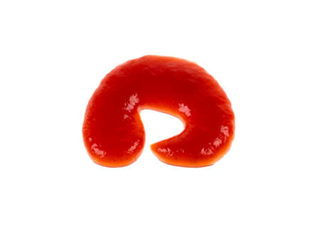 drop of ketchup on a white backgroundの写真素材