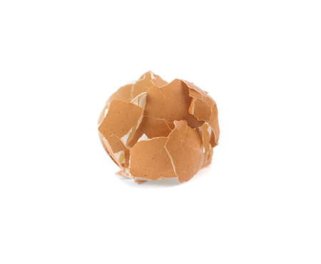 pile of eggshell, cracked shell isolated on white background