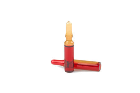 glass ampoule on a white background