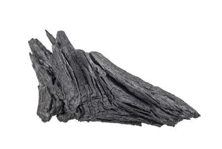 Natural wood charcoal isolated on a white background. Hard wood charcoal.の写真素材