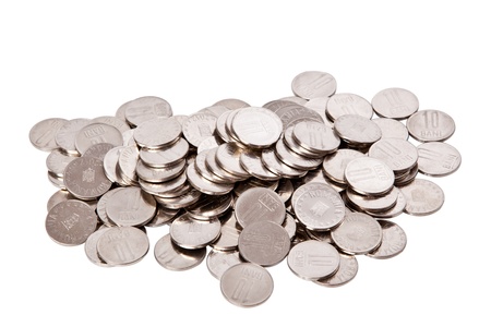 Coins shot on a white background