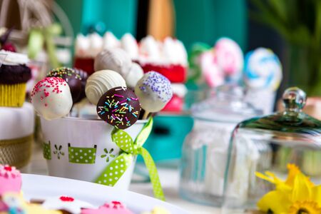 colorful cakes and candy on a  table